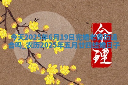 今天2025年6月19日完婚老黄历适合吗,农历2025年五月廿四结婚日子