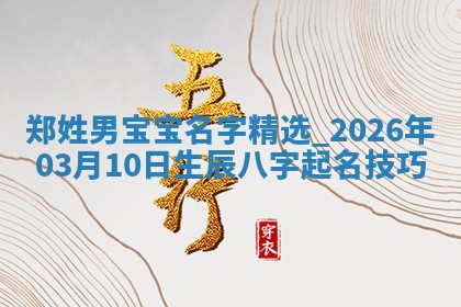 郑姓男宝宝名字精选：2026年03月10日生辰八字起名技巧