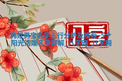 韩姓阳光活泼的男宝名字